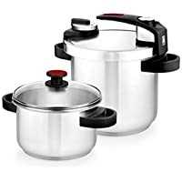 BRA Tekna Set de Ollas a Presión Rápida- Acero Inoxidable- Gris- 24 cm